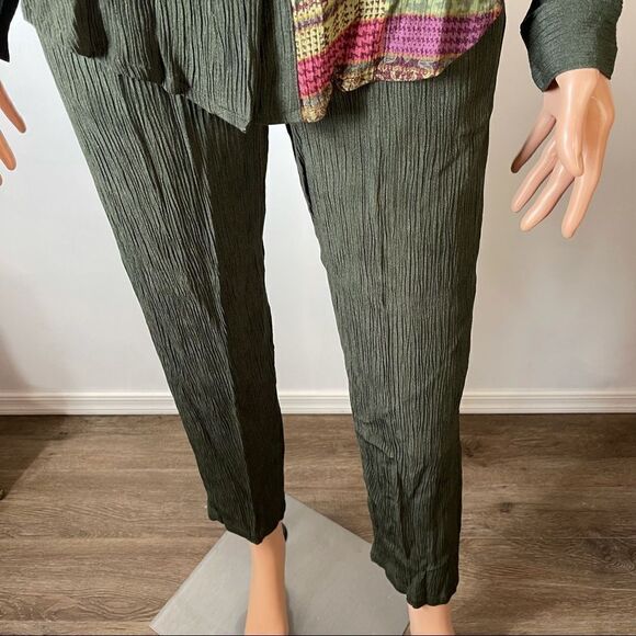 C.M. Shapes Crepe Mixed Fabric LS & Pants Set Sz S - Picture 10 of 16